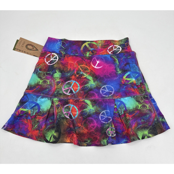 Dona Jo Skort Skirt Womens 2 Multicolor Peace Tennis Pickleball - Picture 7 of 11